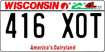 WI license plate 416XOT