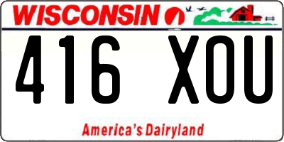 WI license plate 416XOU