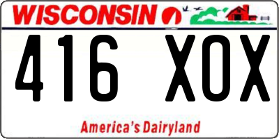 WI license plate 416XOX