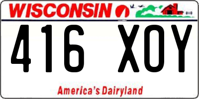 WI license plate 416XOY
