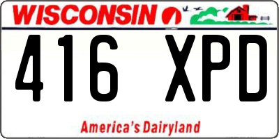 WI license plate 416XPD
