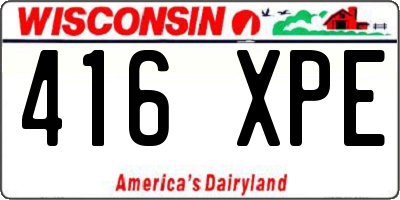 WI license plate 416XPE