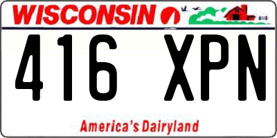 WI license plate 416XPN