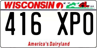 WI license plate 416XPO