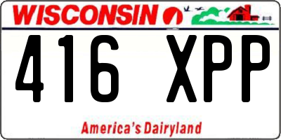 WI license plate 416XPP