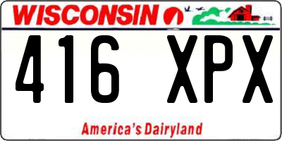 WI license plate 416XPX