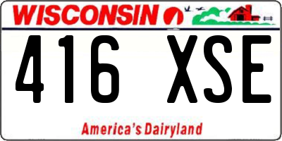 WI license plate 416XSE