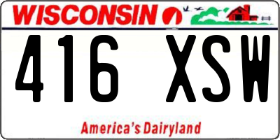 WI license plate 416XSW