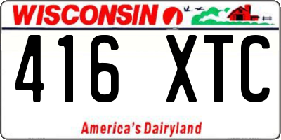 WI license plate 416XTC