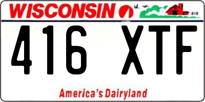WI license plate 416XTF