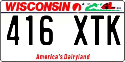 WI license plate 416XTK