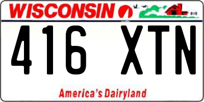WI license plate 416XTN