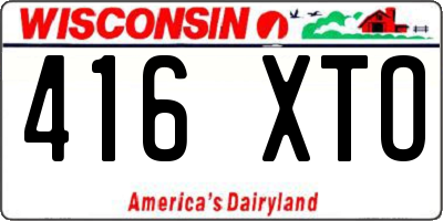 WI license plate 416XTO