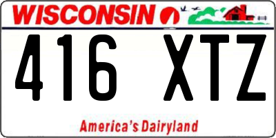 WI license plate 416XTZ