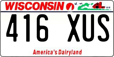 WI license plate 416XUS