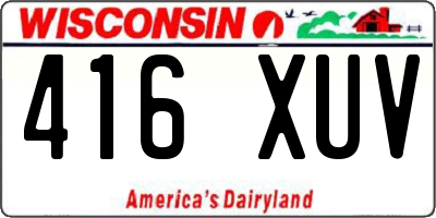 WI license plate 416XUV