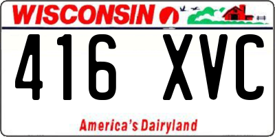 WI license plate 416XVC