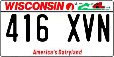 WI license plate 416XVN