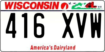 WI license plate 416XVW