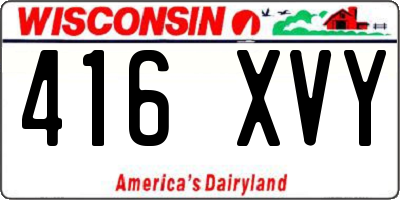 WI license plate 416XVY