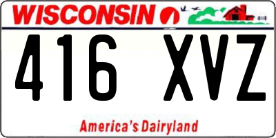 WI license plate 416XVZ