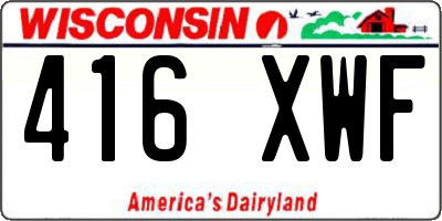 WI license plate 416XWF