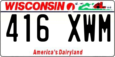 WI license plate 416XWM