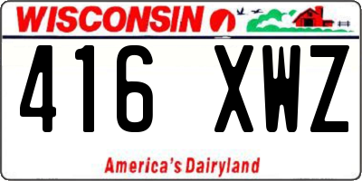 WI license plate 416XWZ