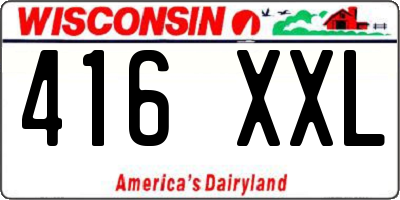 WI license plate 416XXL