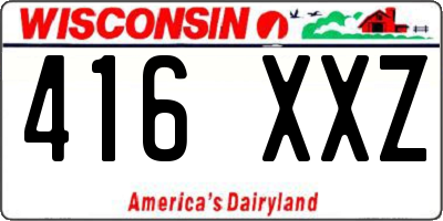 WI license plate 416XXZ