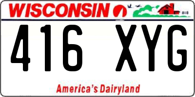WI license plate 416XYG