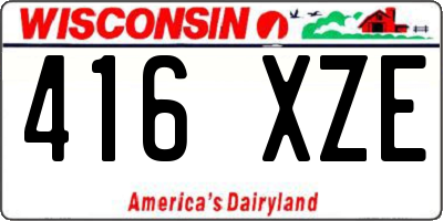 WI license plate 416XZE