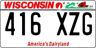 WI license plate 416XZG