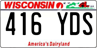WI license plate 416YDS