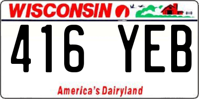 WI license plate 416YEB
