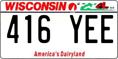 WI license plate 416YEE