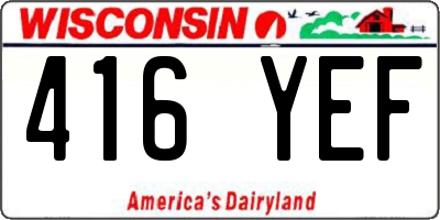 WI license plate 416YEF