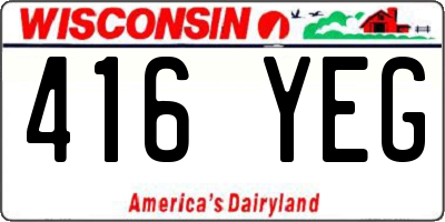 WI license plate 416YEG