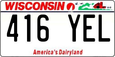 WI license plate 416YEL