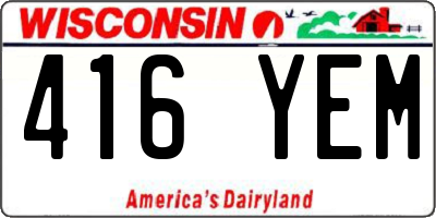 WI license plate 416YEM