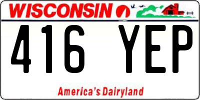 WI license plate 416YEP