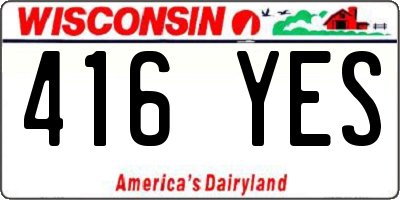 WI license plate 416YES