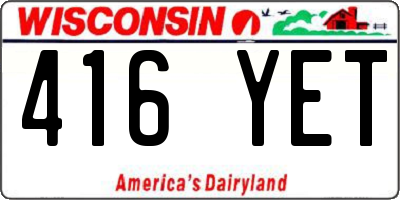 WI license plate 416YET