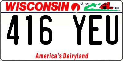 WI license plate 416YEU