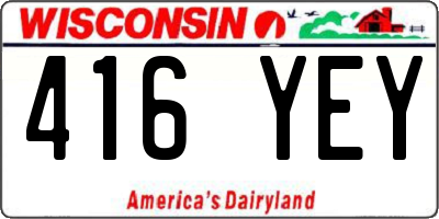 WI license plate 416YEY