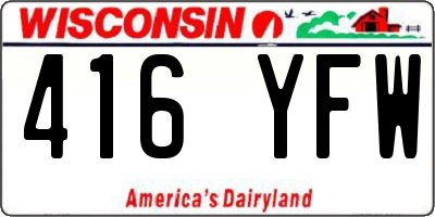 WI license plate 416YFW