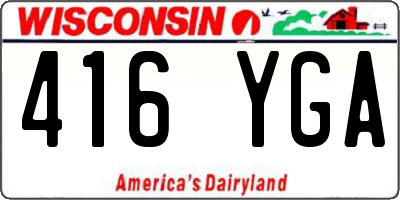 WI license plate 416YGA