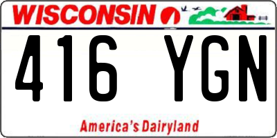 WI license plate 416YGN