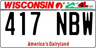WI license plate 417NBW