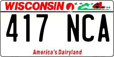 WI license plate 417NCA